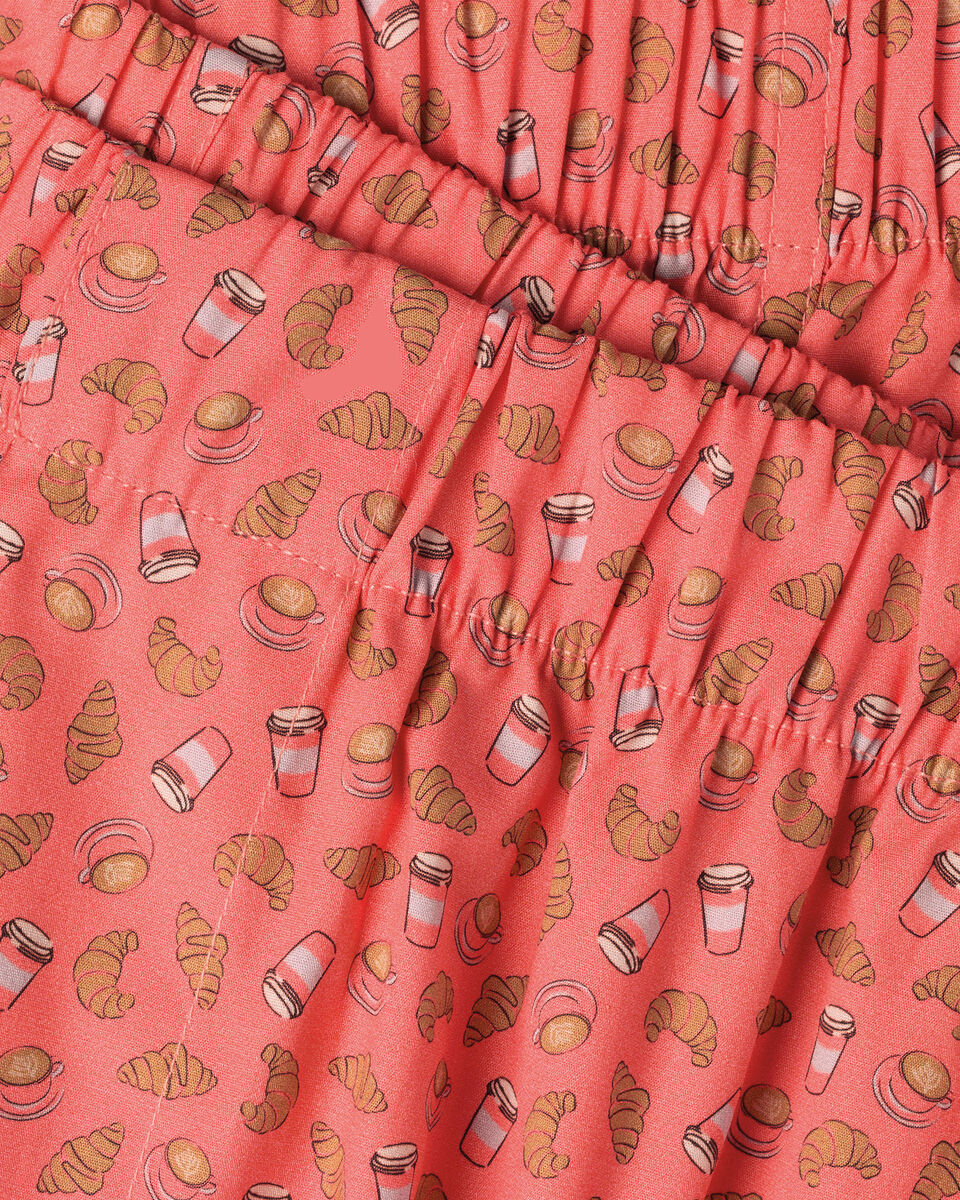 Woven Tea & Croissant Print Boxers - Coral Pink