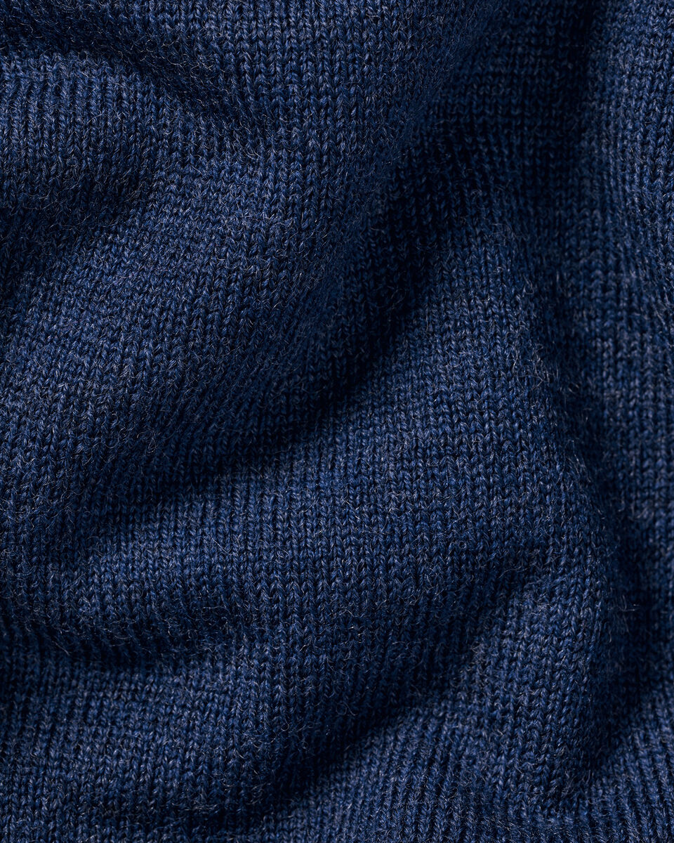 Pull &agrave; col zipp&eacute; en m&eacute;rinos - Bleu encre