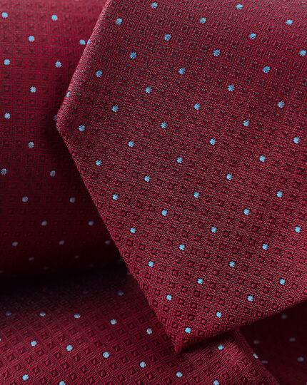 Stain Resistant Polka Dot Silk Tie - Cherry Pink