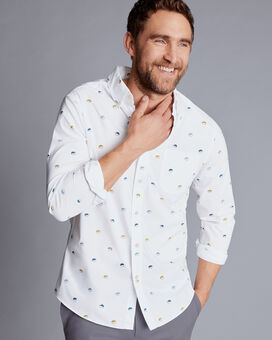 Bügelfreies Hemd mit Button-down-Kragen und Igel-Motiv - Bunt