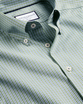Button-Down Collar Non-Iron Check Oxford Shirt - Green