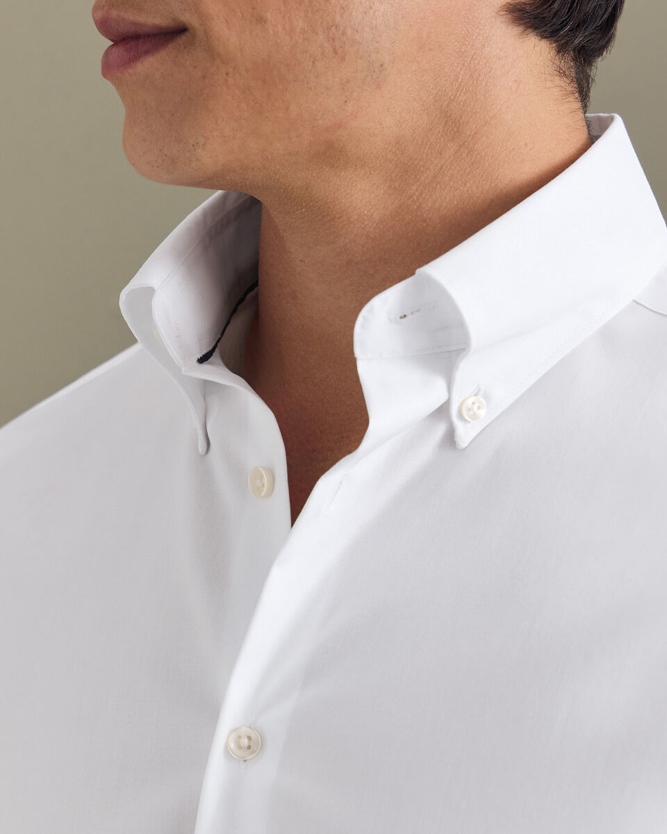 Chemise &agrave; tissage Oxford extensible sans repassage - Blanc