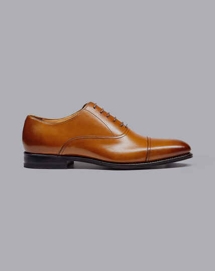 Goodyear Welted Oxford Toe Cap Shoes - Tan