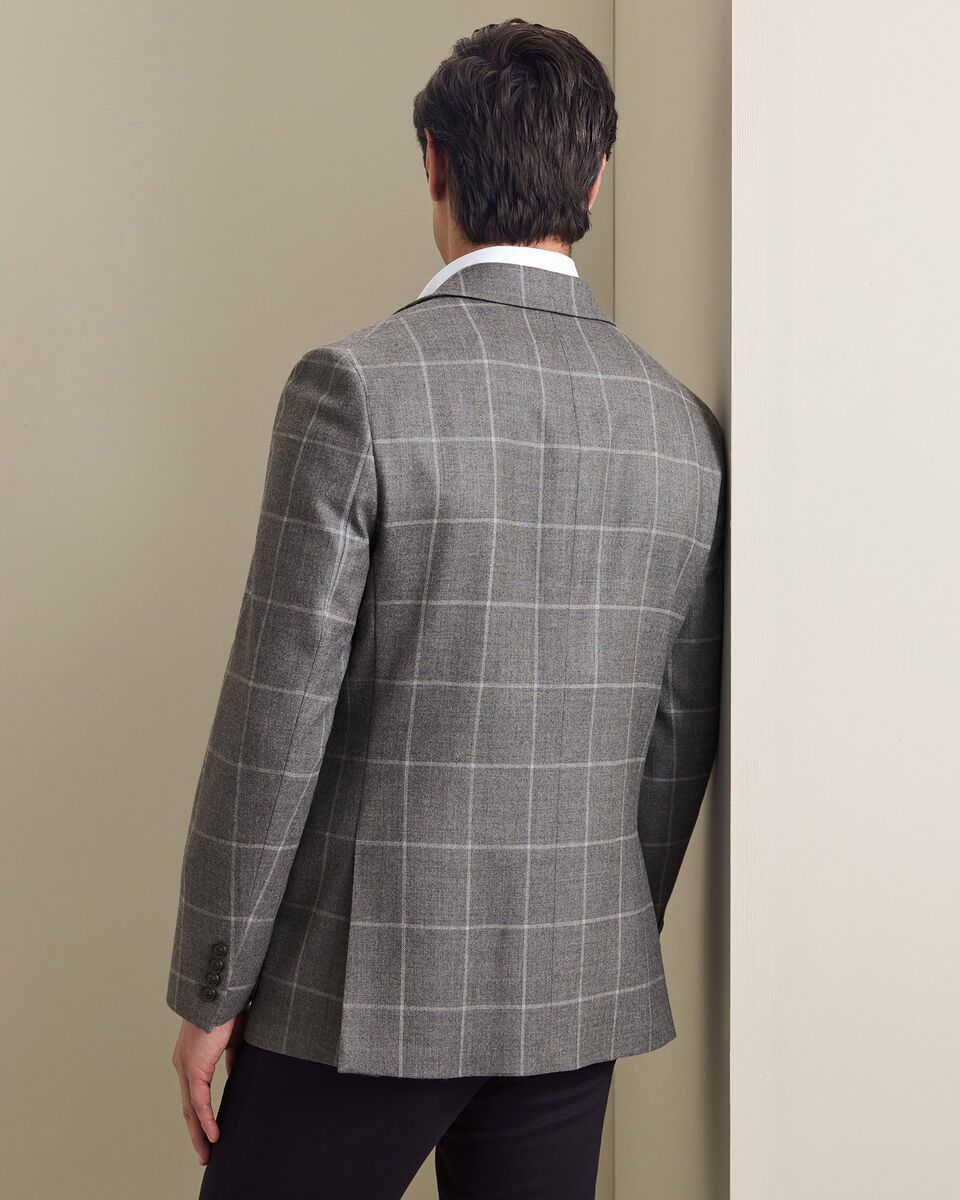 Veste &agrave; carreaux en laine textur&eacute;e - Gris