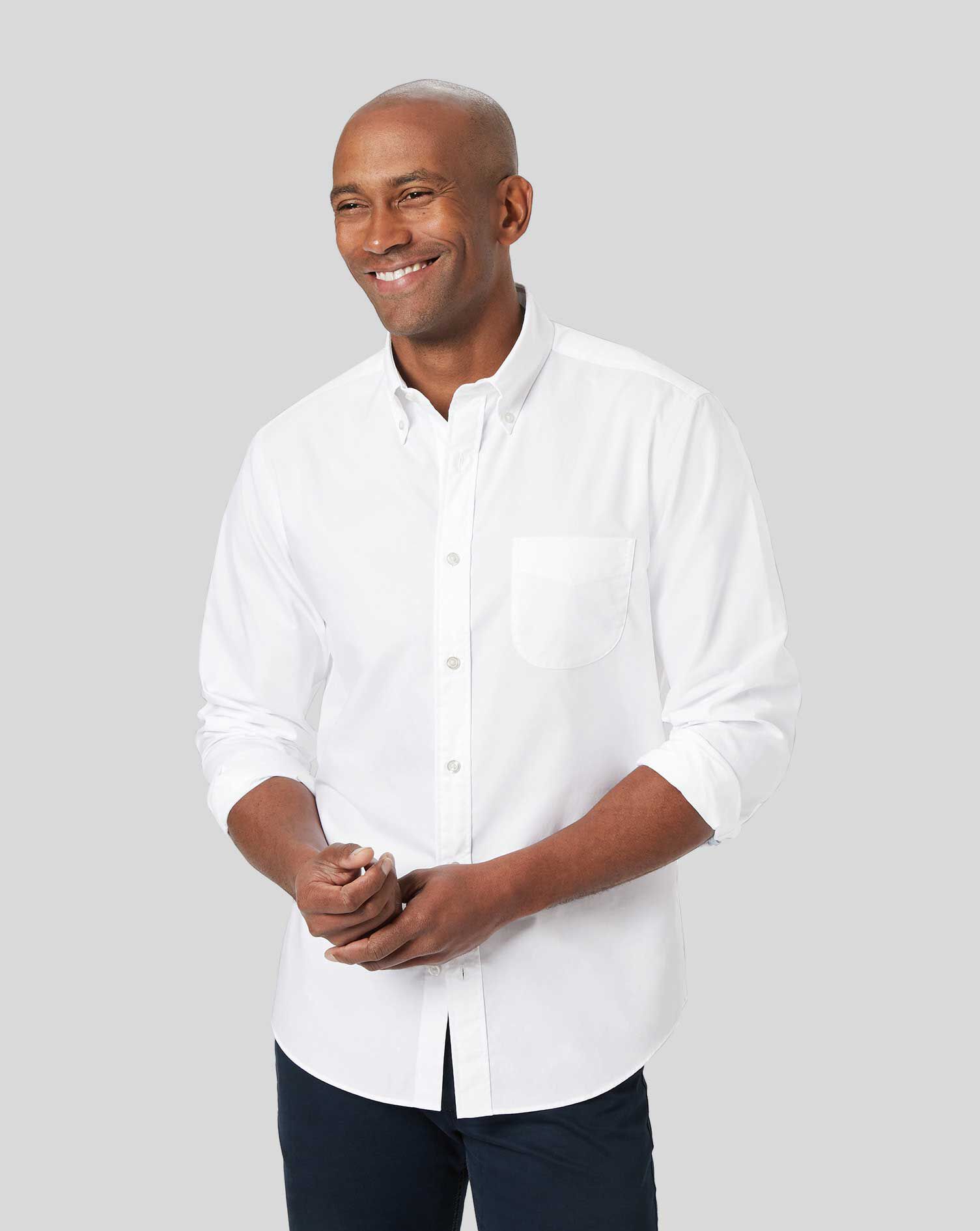 Non-Iron Stretch Poplin Shirt - White 