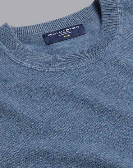 Merino Cashmere Crew Neck Sweater - Indigo Blue