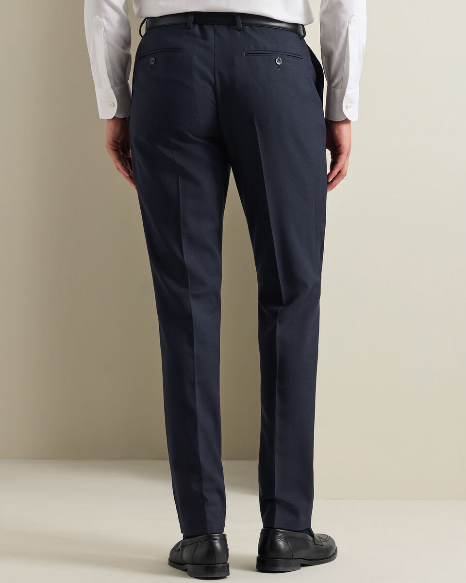 Pantalon De Costume En Serg&eacute; Naturellement Extensible - Bleu Marine