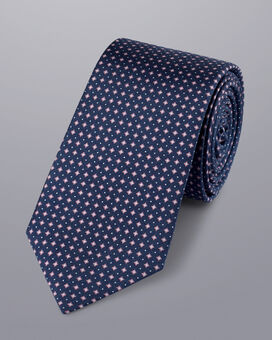 Mini Print Silk Slim Tie - French Blue 