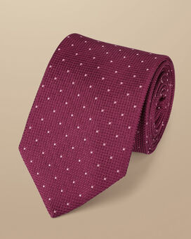 Schmutzabweisende Krawatte aus Seide mit Punkten - Dunkelrosa