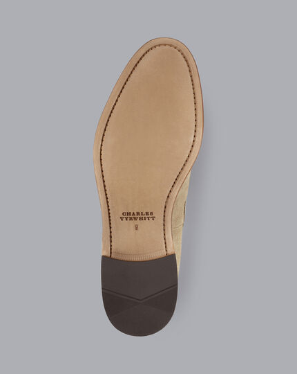 Suede Tassel Loafers - Taupe