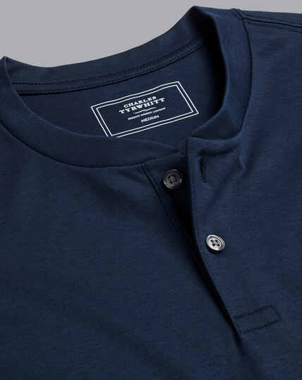 Henley T-Shirt aus Baumwolle - Marineblau