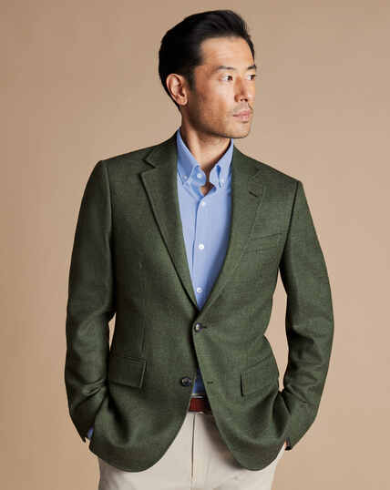 Twill Wool Texture Jacket - Sage Green