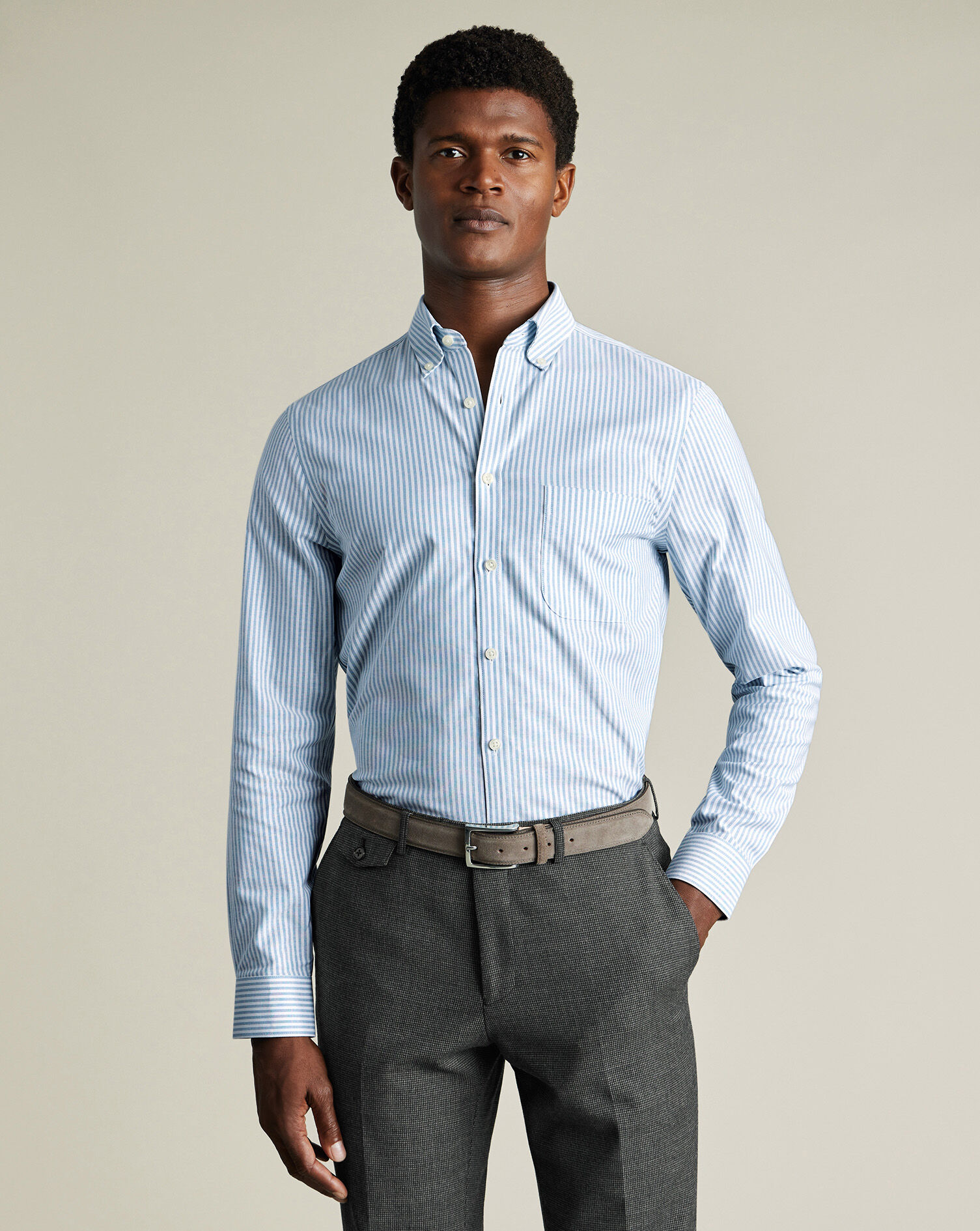 Non-Iron Stretch Oxford Shirt - Royal Blue | Charles Tyrwhitt UK