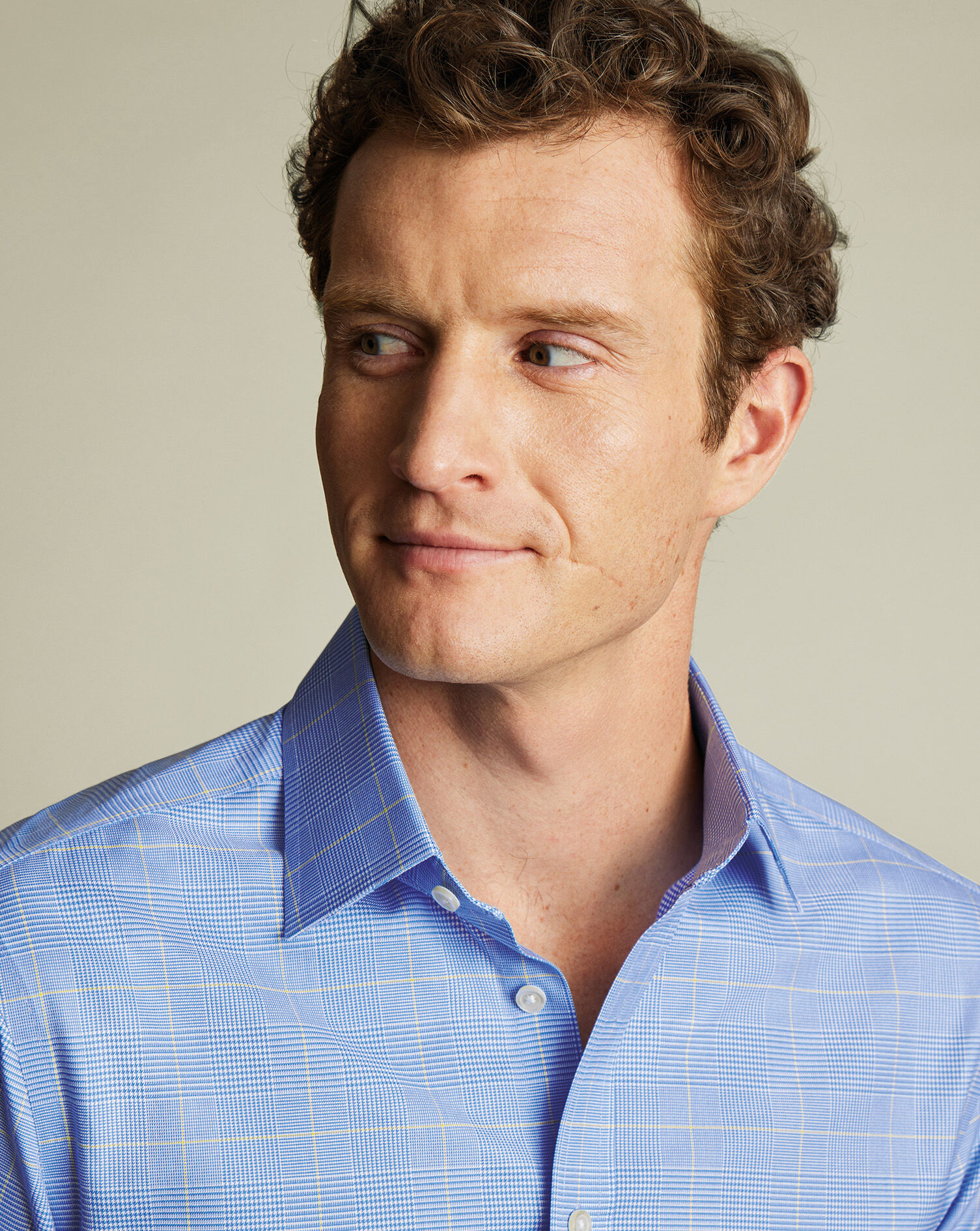 Non-Iron Prince of Wales Check Shirt - Ocean Blue