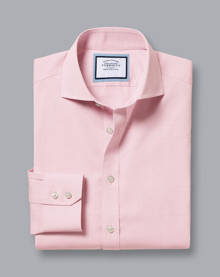 Spread Collar Non-Iron Poplin Shirt - Salmon Pink