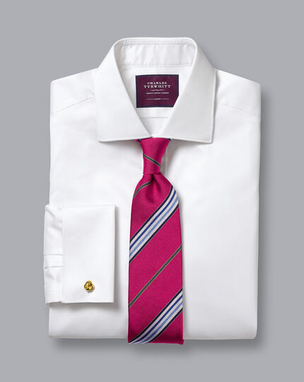 Semi-Spread Collar Luxury Twill Shirt - White