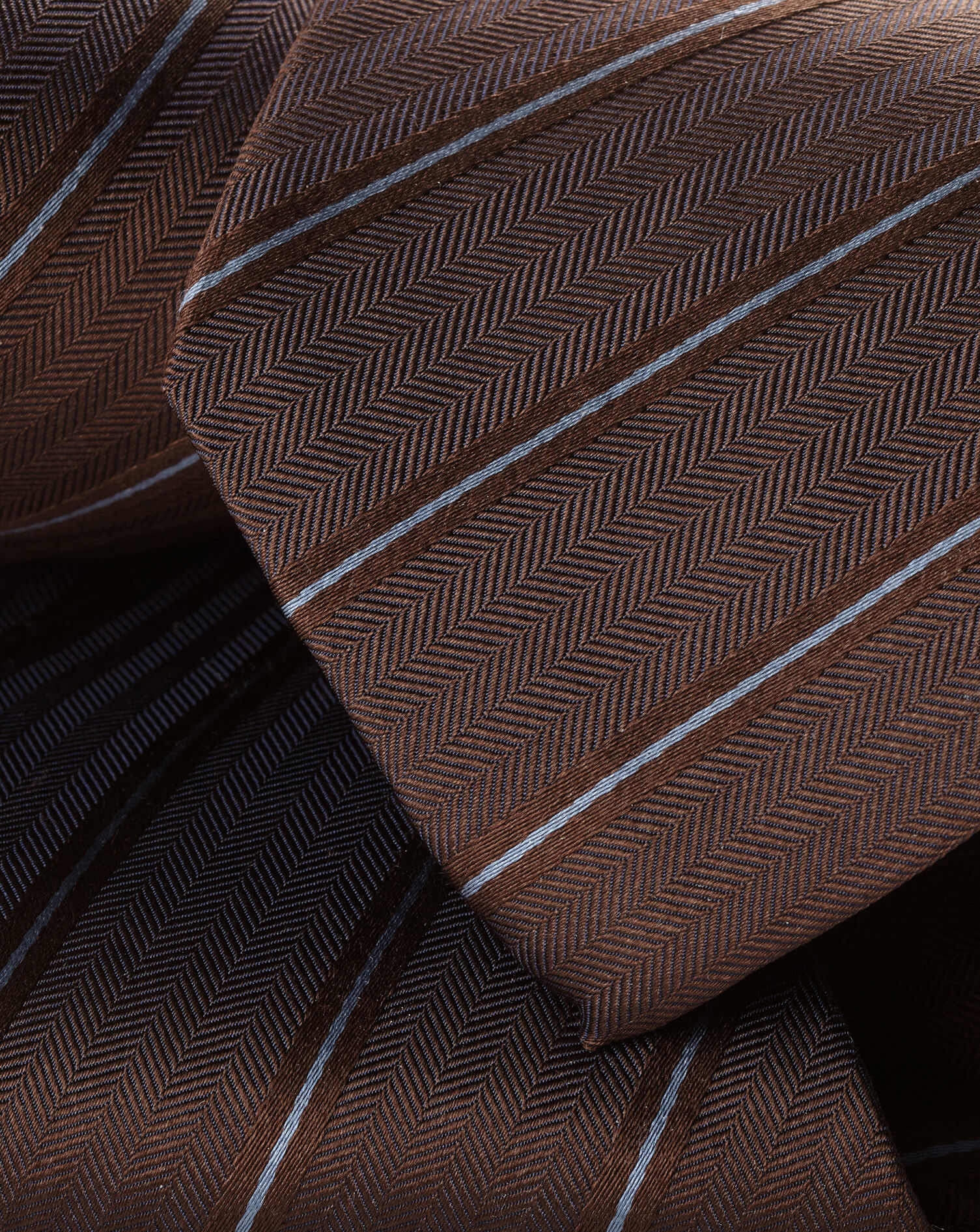 Silk Stripe Tie - Chocolate Brown