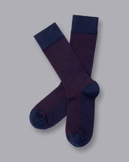 Textured Socks - French Blue & Maroon