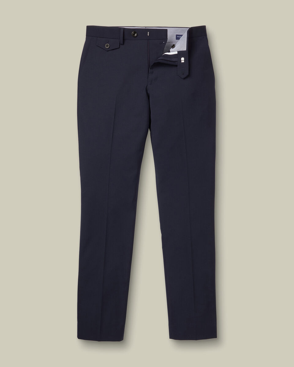 Wool Stretch Trousers - Navy