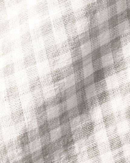 Pure Linen Gingham Shirt - Silver Grey