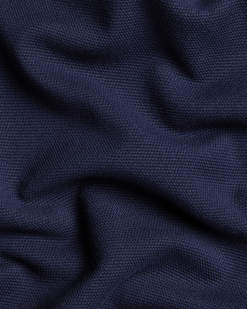 Long Sleeve Pique Polo - Denim Blue