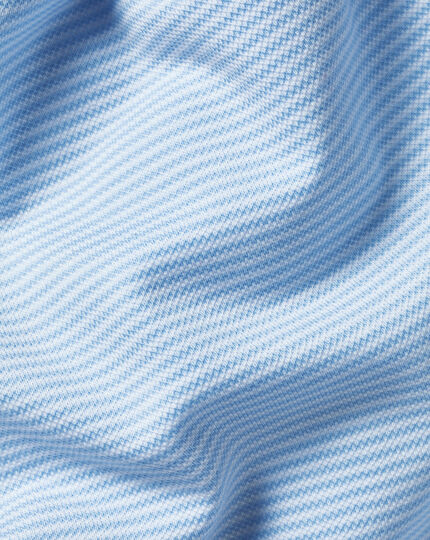 Striped Tyrwhitt Pique Polo - Cornflower Blue