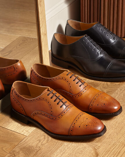 Leather Oxford Brogue Shoes - Brown | Charles Tyrwhitt