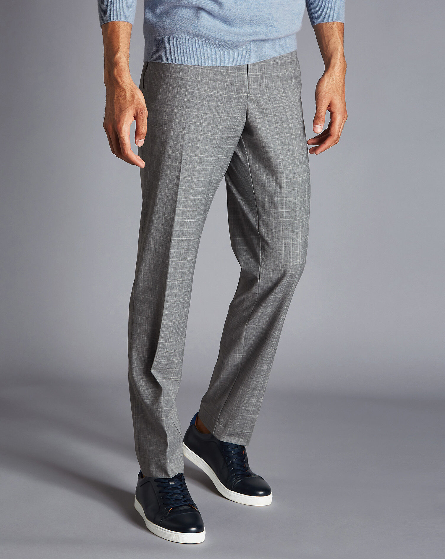 Fashion Trousers Woolen Trousers Sulu Woolen Trousers black-light grey striped pattern casual look 