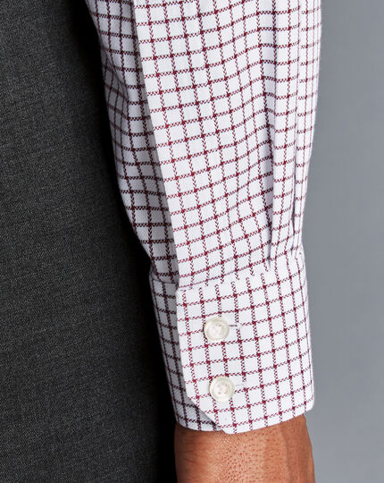 Spread collar Non-Iron Richmond Weave Check Shirt - Wine Red