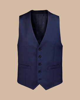 Natural Stretch Birdseye Suit Vest - Indigo Blue