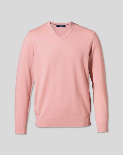 Merino V-Neck Sweater - Light Pink
