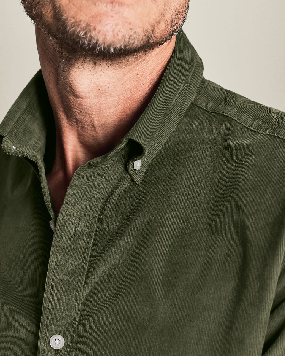 Corduroy Stretch Shirt - Olive Green