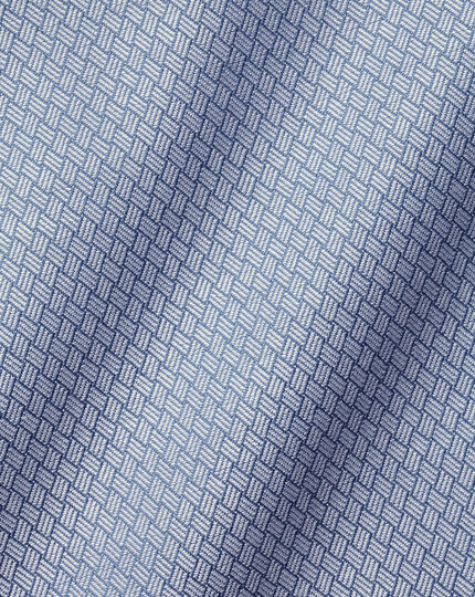 Semi-Spread Egyptian Cotton Deco Weave Shirt - Blue
