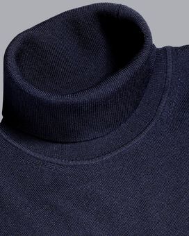Merino Roll Neck Sweater - Navy