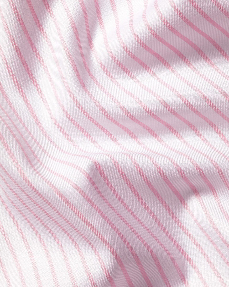 Bügelfreies Twill-Hemd mit Streifen - Rosa