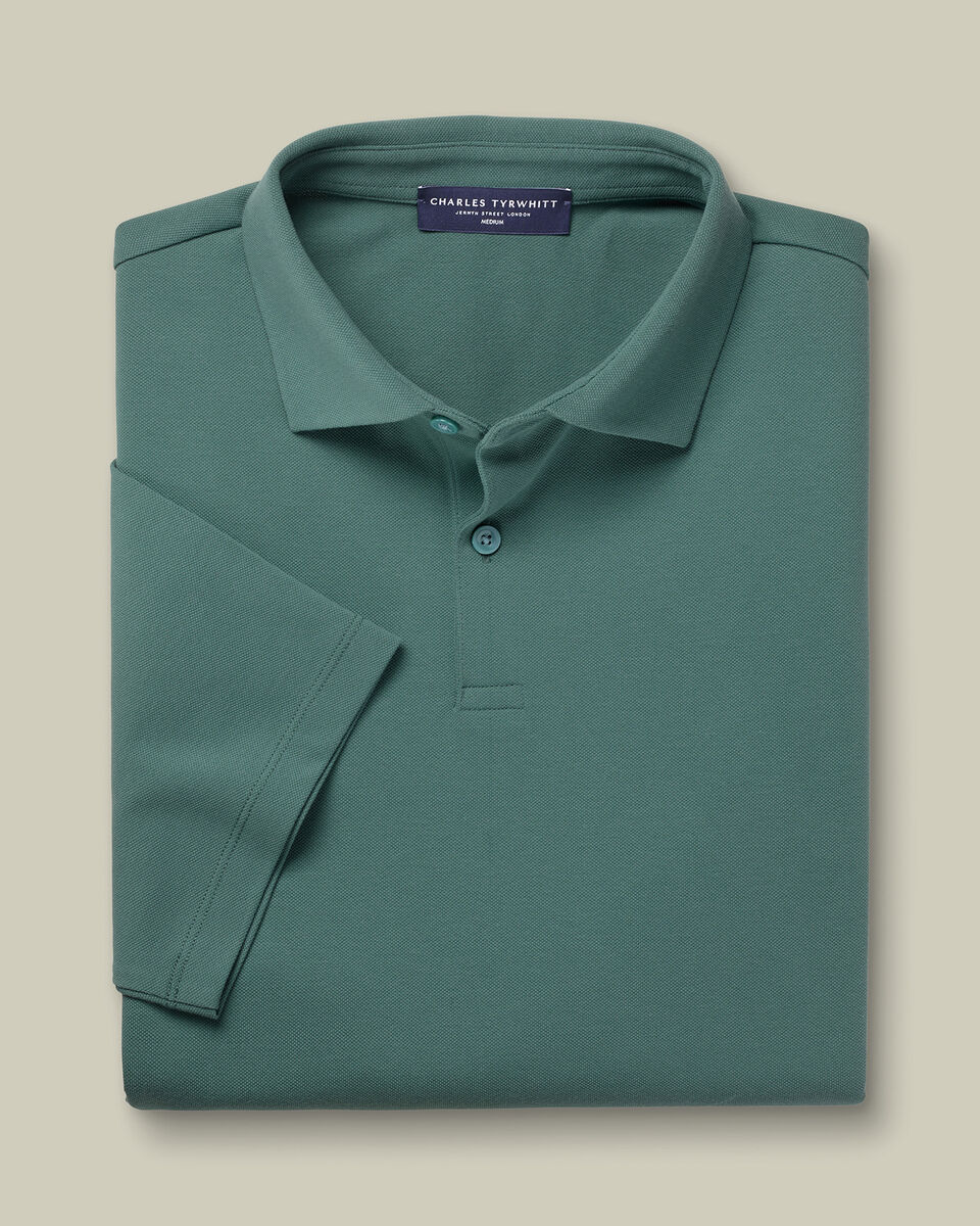 Polo &eacute;l&eacute;gant en piqu&eacute; - Vert sarcelle