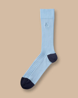 Rippstrick-Socken aus Baumwolle - Hellblau