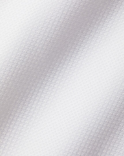 Semi-Cutaway Collar Egyptian Cotton Link Weave Shirt - White