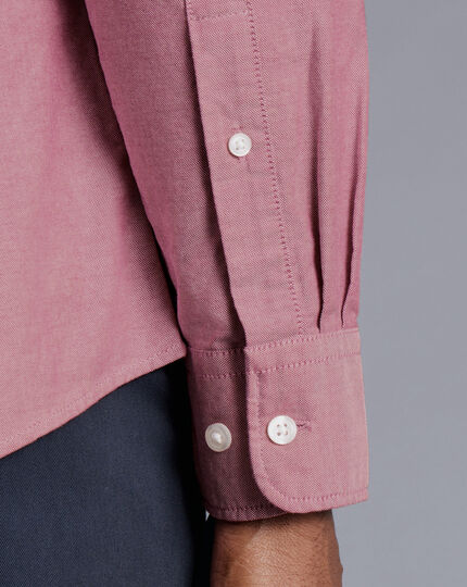 Button-Down Collar Washed Oxford Shirt - Maroon Red