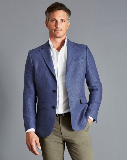 Italian Linen Jacket - Blue | Charles Tyrwhitt