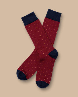 Geo Spot Socks - Dark Red