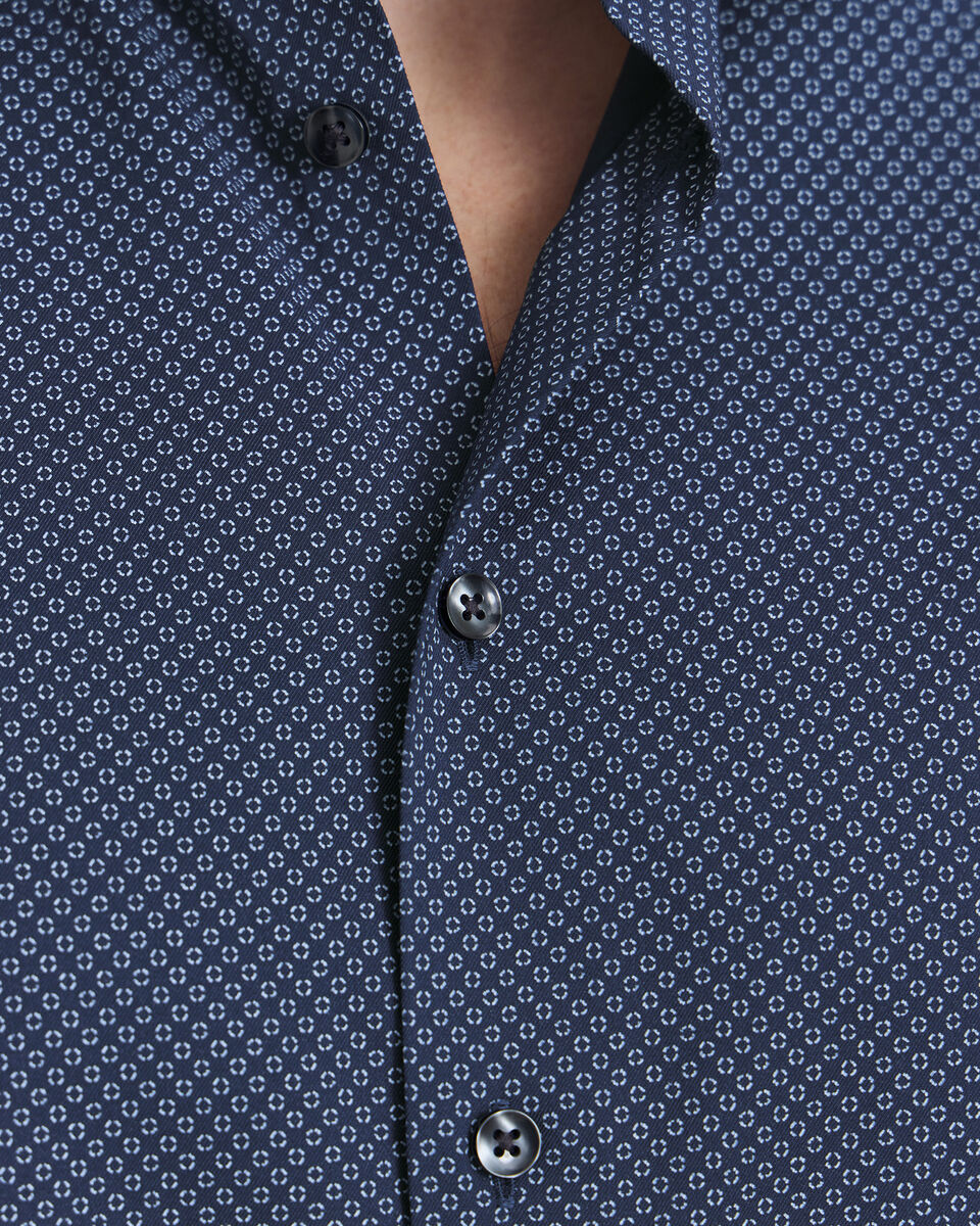 Non-Iron Performance Geo Print Shirt - Navy & Sky