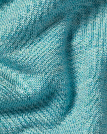 Merino Zip Neck Sweater - Aqua Green