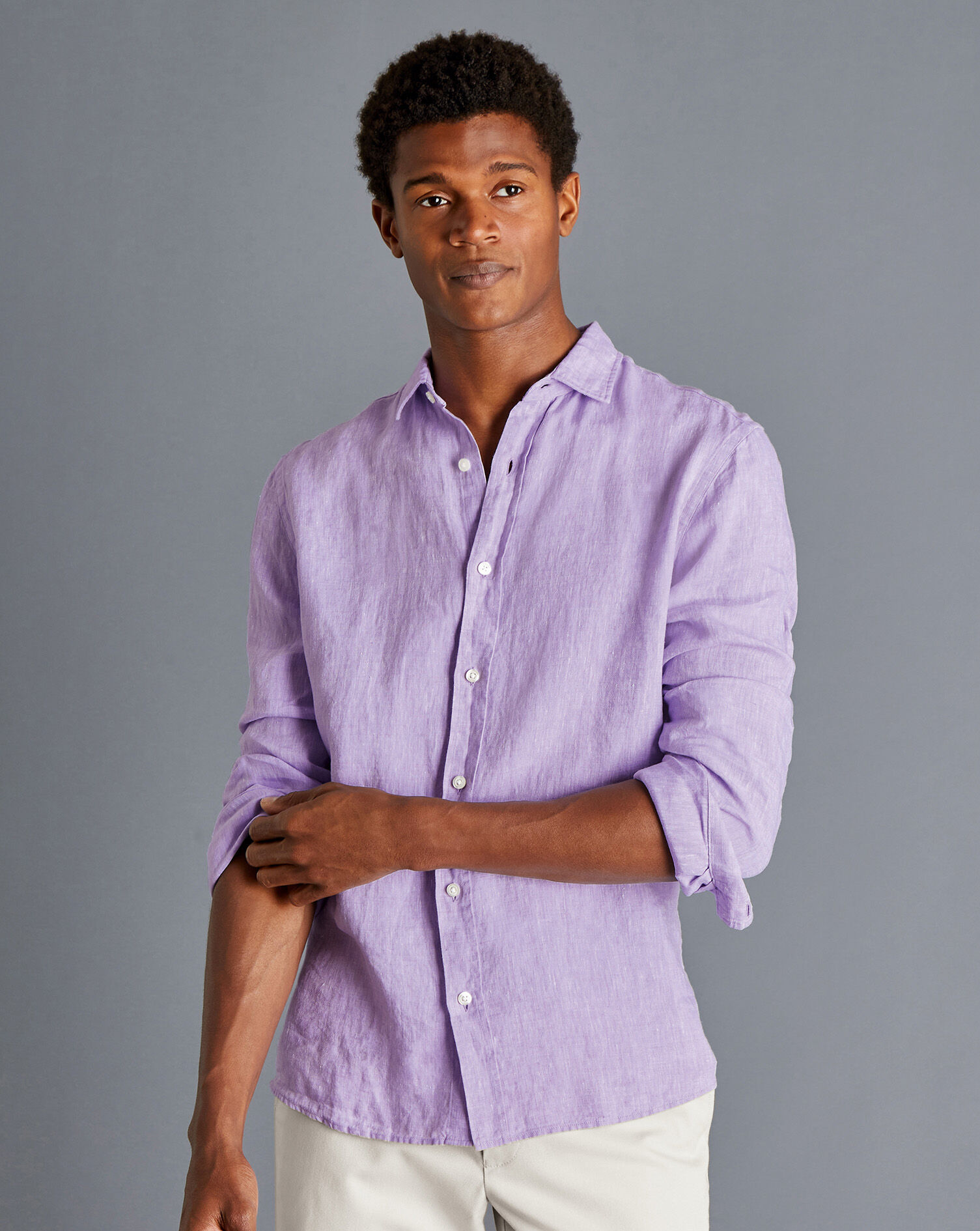 Pure Linen Shirt - Lilac Purple 