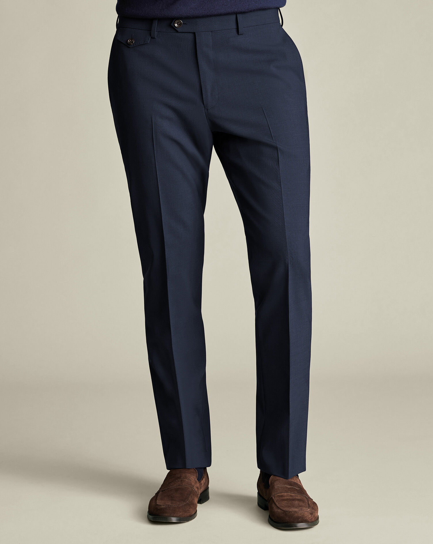 Wool Stretch Pants - Ink Blue | Charles Tyrwhitt US