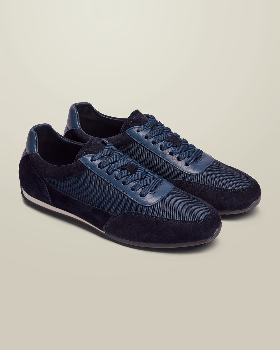Textile & Suede Smart Trainers - Navy