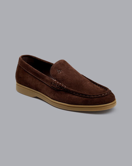 Suede Slip-On Shoes - Chocolate Brown