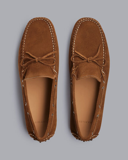 Suede Driving Loafers - Brown