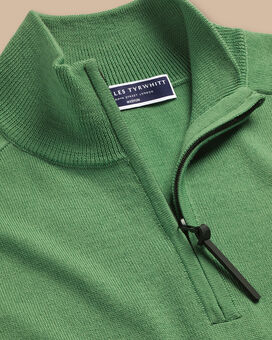Performance Merino Quarter Zip Sweater - Light Green