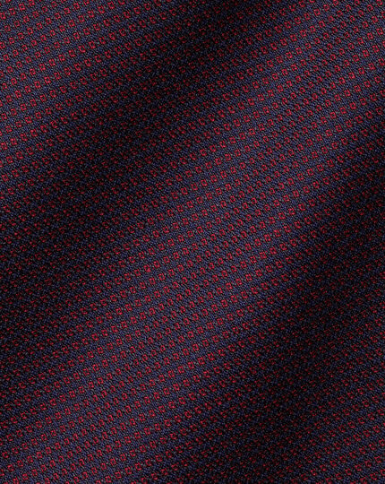 Semi-Spread Collar Non-Iron Stretch Texture Shirt - Navy & Red